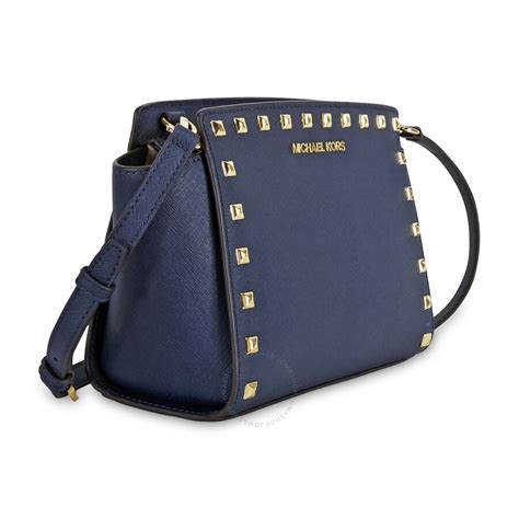 michael michael kors womens selma medium messenger navy black|Michael Kors Selma Messenger Bags for Women for sale .